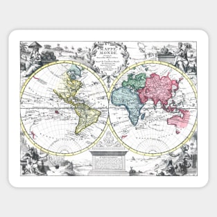 World map wall art 1714 dorm decor mappemonde Art Print Sticker